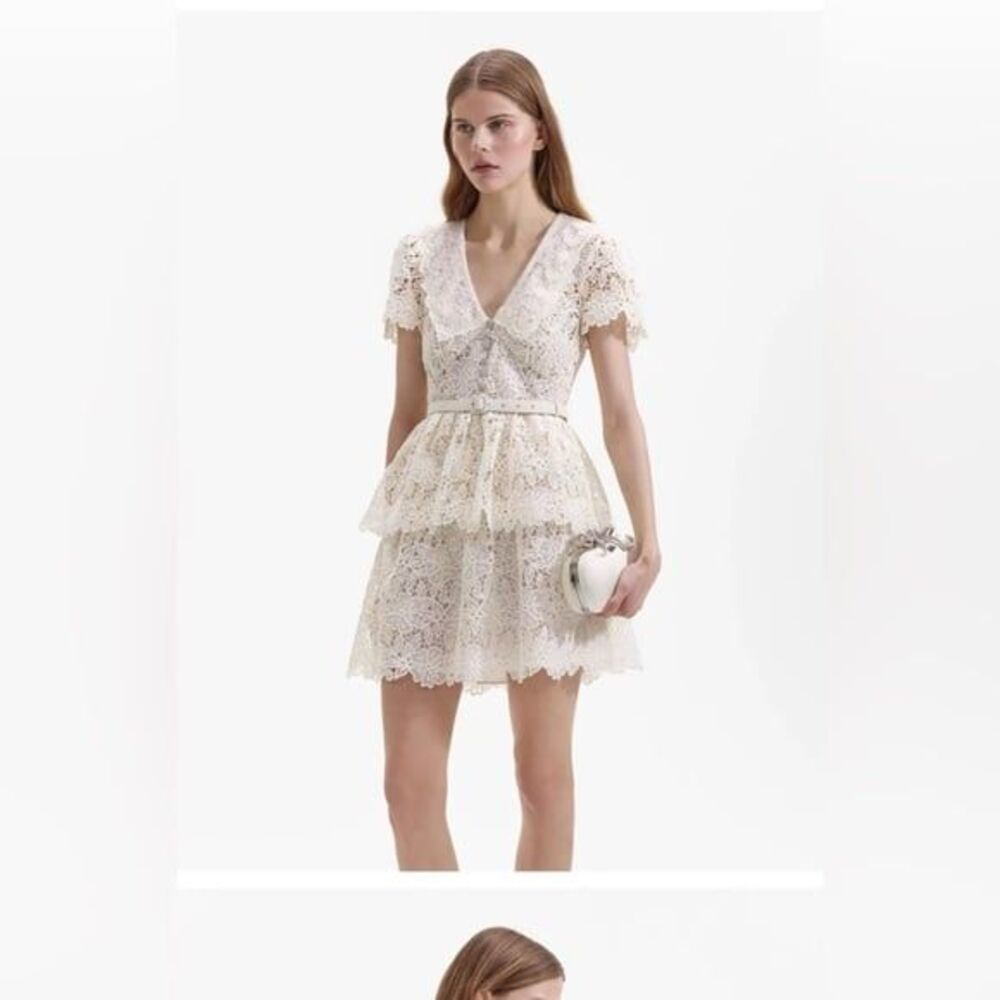 SELF PORTRAIT CREAM COLLAR MINI DRESS - Picture 2 of 12